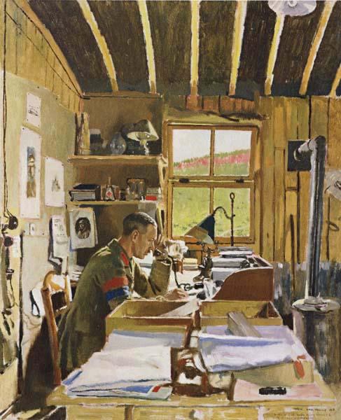 Sir William Orpen Major A.N.Lee in his hut ofice at Beaumerie-sur-Mer china oil painting image
